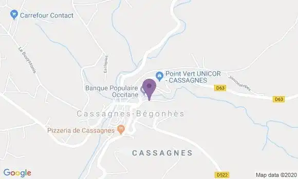 Localisation Banque Populaire Agence de Cassagnes Bégonhès