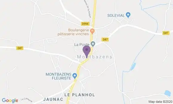 Localisation Banque Populaire Agence de Montbazens