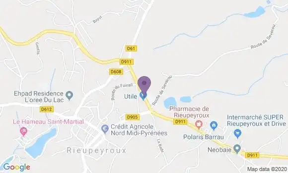 Localisation Banque Populaire Agence de Rieupeyroux