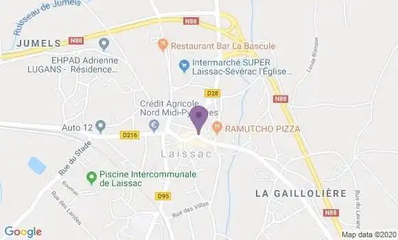 Localisation Banque Populaire Agence de Laissac