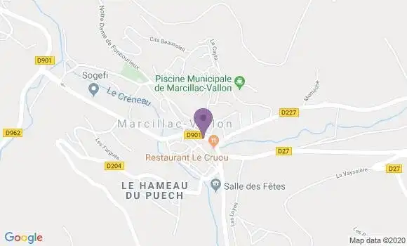 Localisation Banque Populaire Agence de Marcillac Vallon