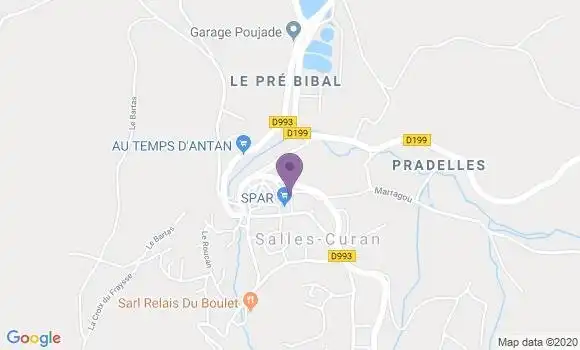 Localisation Banque Populaire Agence de Salles Curan