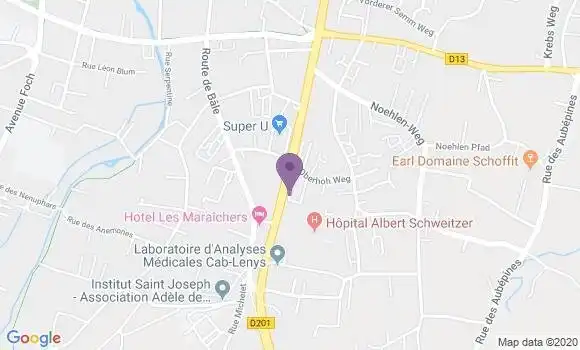 Localisation Société Générale Agence de Colmar Maraichers
