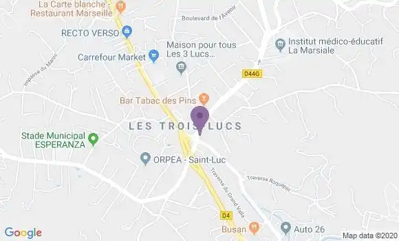 Localisation Banque Populaire Agence de Marseille les Trois Lucs