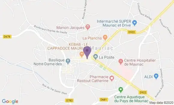 Localisation Banque Populaire Agence de Mauriac