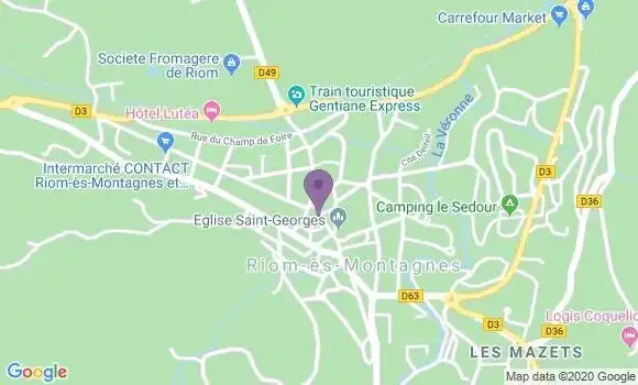 Localisation Banque Populaire Agence de Riom ès Montagnes