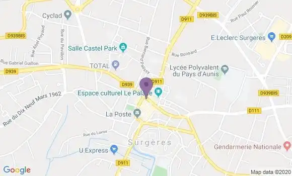 Localisation Banque Populaire Agence de Surgères
