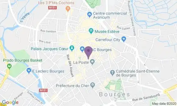 Localisation Banque Populaire Agence de Bourges Cathédrale