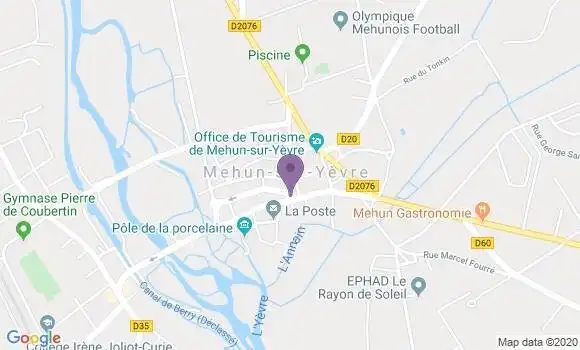 Localisation Banque Populaire Agence de Mehun sur Yèvre