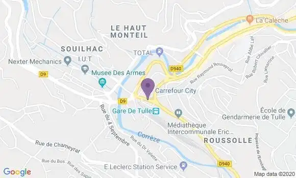 Localisation Banque Populaire Agence de Tulle Gare