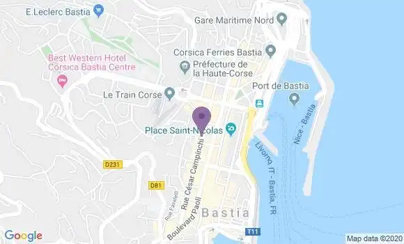 Localisation Banque Populaire Agence de Bastia Campinchi