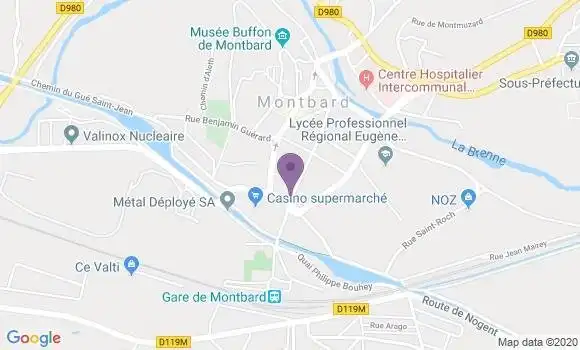 Localisation Banque Populaire Agence de Montbard