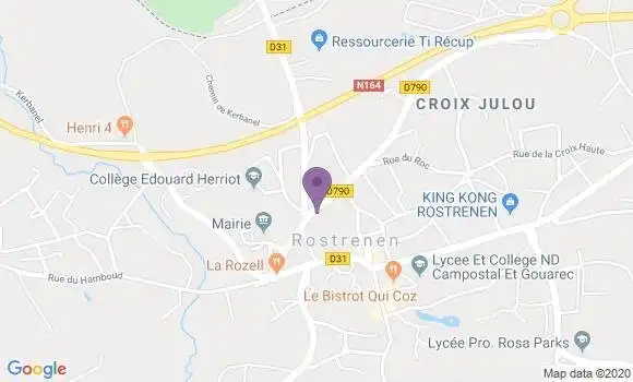 Localisation Banque Populaire Agence de Rostrenen