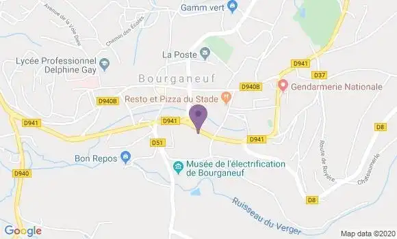 Localisation Banque Populaire Agence de Bourganeuf