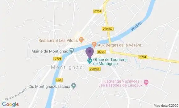 Localisation Banque Populaire Agence de Montignac