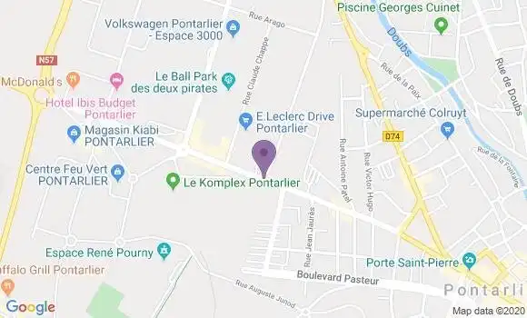 Localisation Banque Populaire Agence de Pontarlier Ecoussons