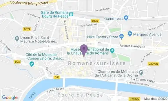 Localisation Banque Populaire Agence de Romans sur Isère