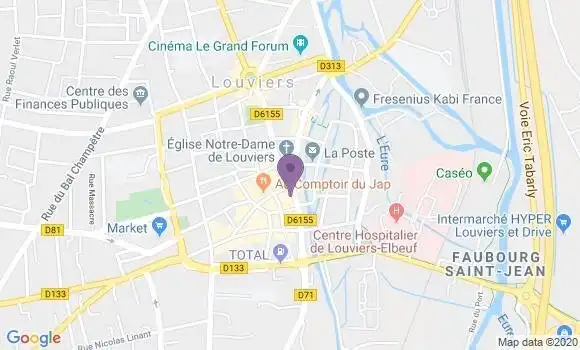Localisation Banque Populaire Agence de Louviers