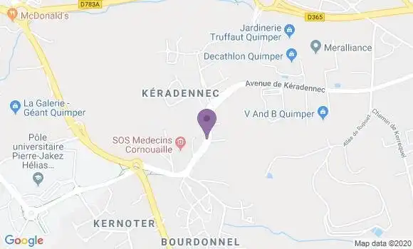 Localisation Banque Populaire Agence de Quimper les Chênes