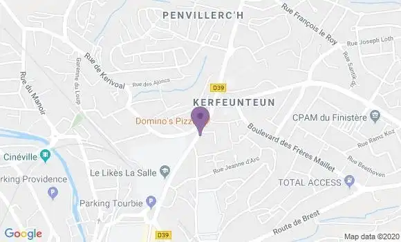Localisation Banque Populaire Agence de Quimper Kerfeunteun