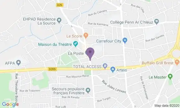 Localisation Banque Populaire Agence de Brest Lambezellec