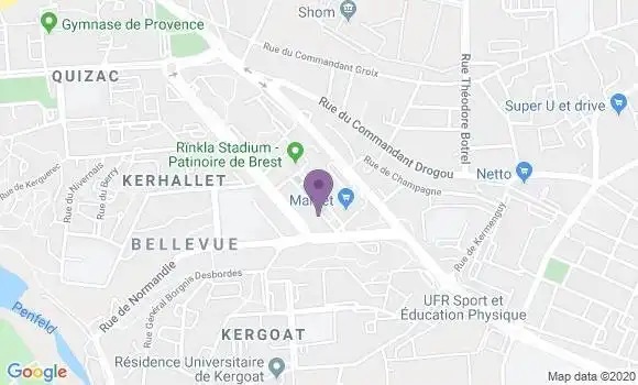 Localisation Banque Populaire Agence de Brest Bellevue