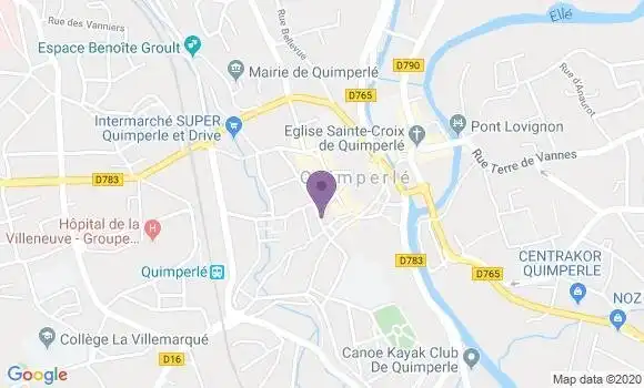 Localisation Banque Populaire Agence de Quimperlé