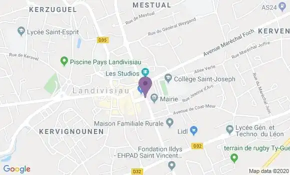 Localisation Banque Populaire Agence de Landivisiau