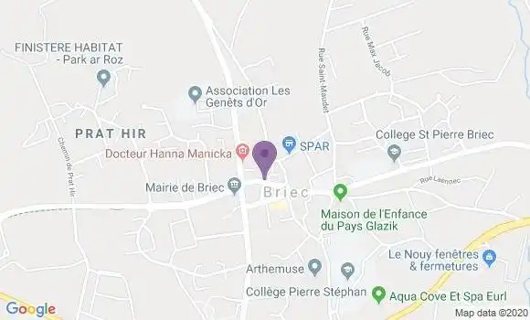 Localisation Banque Populaire Agence de Briec de l