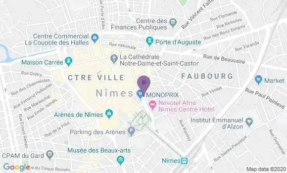 Localisation Banque Populaire Agence de Nîmes Courbet