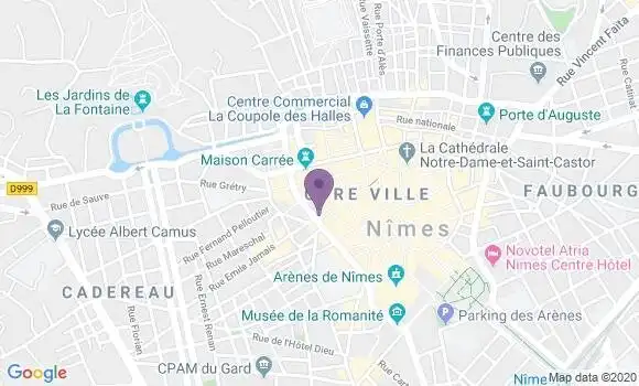 Localisation Banque Populaire Agence de Nîmes Victor Hugo