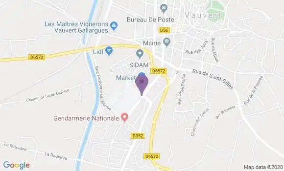 Localisation Banque Populaire Agence de Vauvert