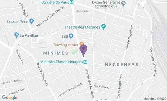 Localisation Banque Populaire Agence de Toulouse Minimes