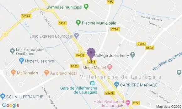 Localisation Banque Populaire Agence de Villefranche de Lauragais