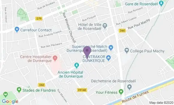Localisation LCL Agence de Dunkerque Rosendaël