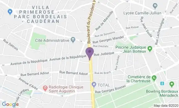 Localisation Banque Populaire Agence de Bordeaux Judaïque