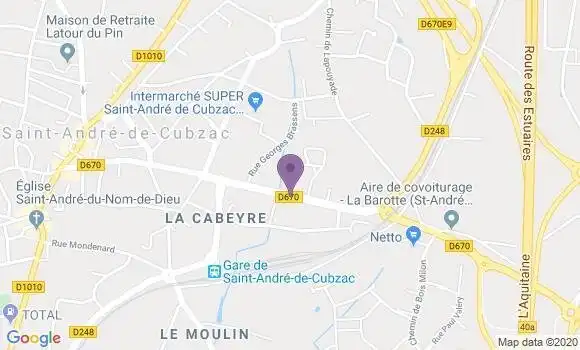 Localisation Banque Populaire Agence de Saint André de Cubzac