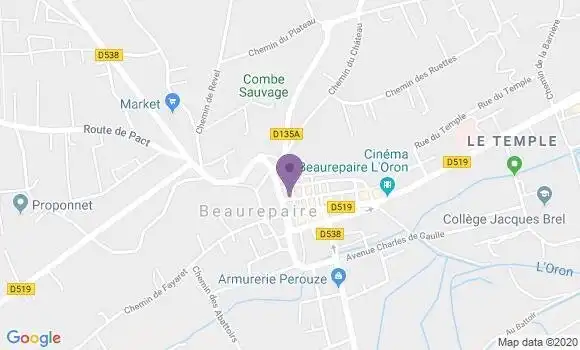 Localisation LCL Agence de Beaurepaire