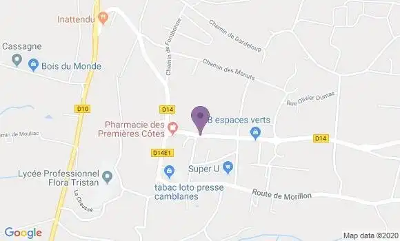 Localisation Banque Populaire Agence de Camblanes et Meynac