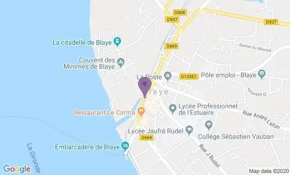 Localisation Banque Populaire Agence de Blaye