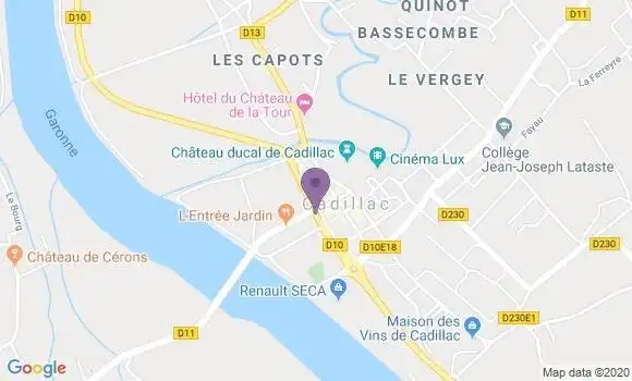 Localisation Banque Populaire Agence de Cadillac