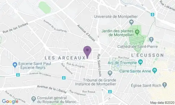 Localisation Banque Populaire Agence de Montpellier Arceaux