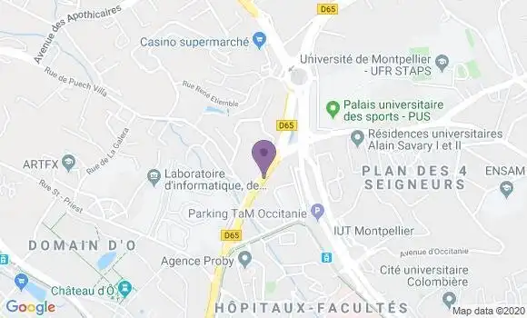 Localisation Banque Populaire Agence de Montpellier la Lyre