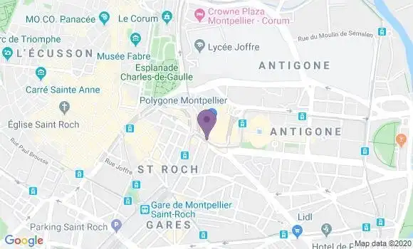 Localisation Banque Populaire Agence de Montpellier Polygone