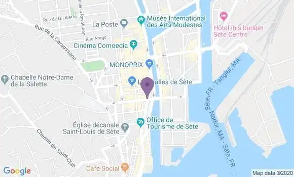 Localisation Banque Populaire Agence de Sète Corniche