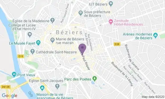 Localisation Banque Populaire Agence de Villeneuve les Béziers