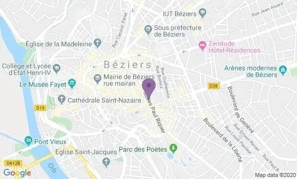Localisation Banque Populaire Agence de Béziers Riquet