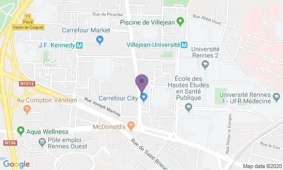 Localisation Banque Populaire Agence de Rennes Villejean