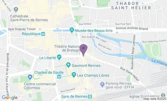 Localisation Banque Populaire Agence de Rennes Gare