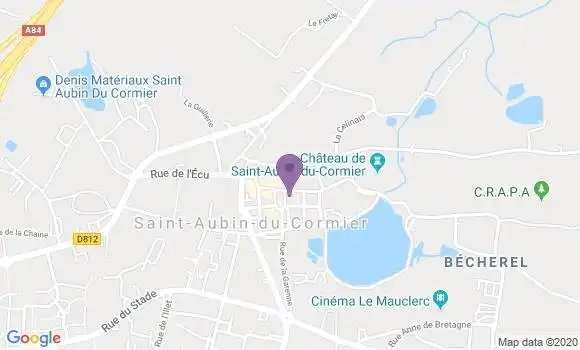 Localisation Banque Populaire Agence de Saint Aubin du Cormier
